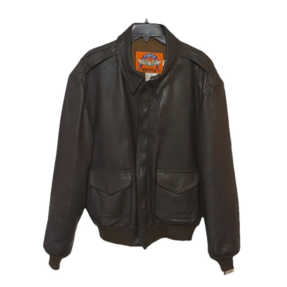 Vintage Cooper Type A2 Air Force Goatskin Pilot Leather Jacket 46L Made In USA